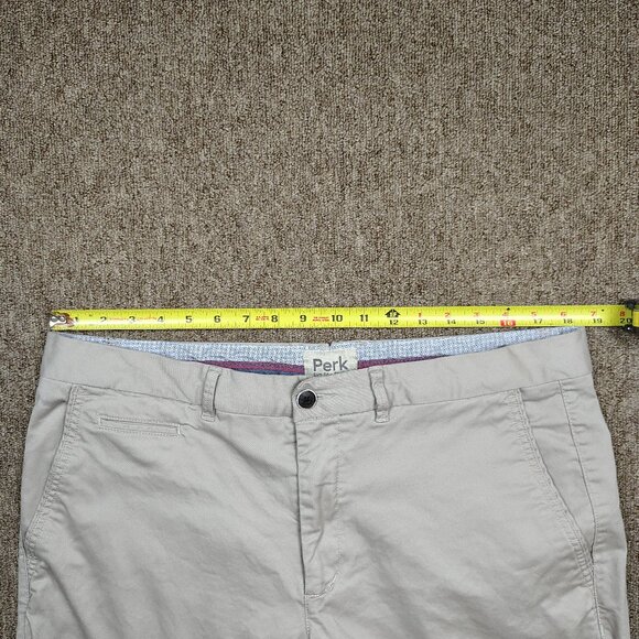 PERK Chino Pants Men's 38x32 Khaki Slim Fit Stretch Cotton Blend Straight Leg - Picture 6 of 9